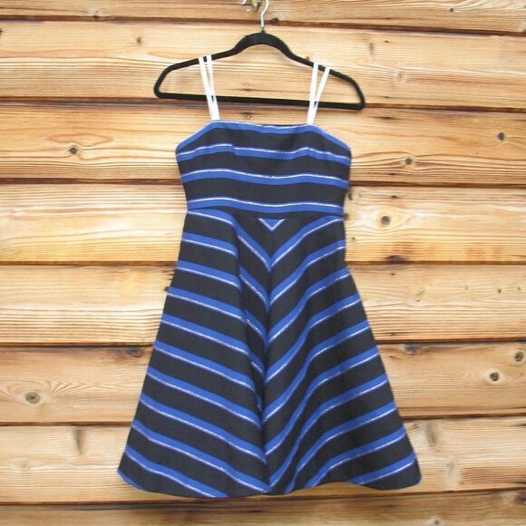 Halston Heritage Strapless Metallic-Stripe Fit & Flare Cocktail Dress - Picture 3 of 10